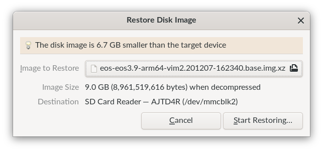 Restore Disk Image