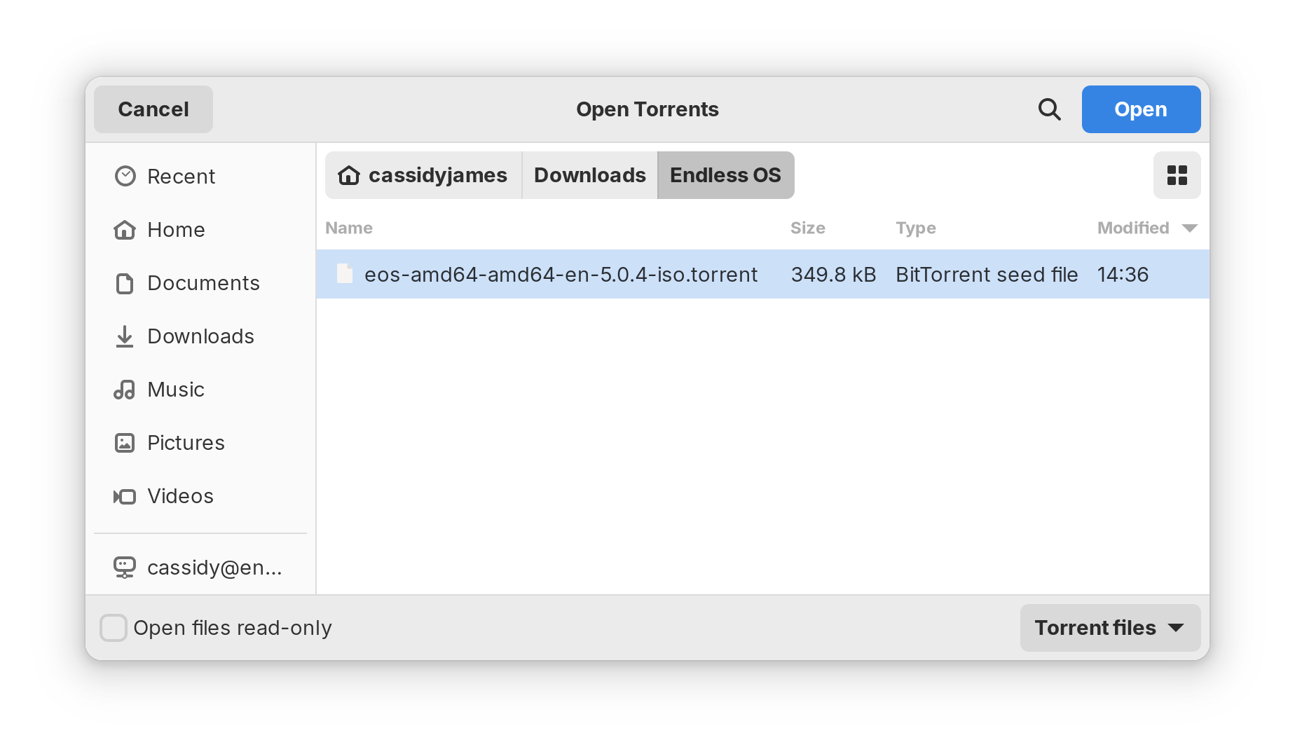 Screenshot of a .torrent file